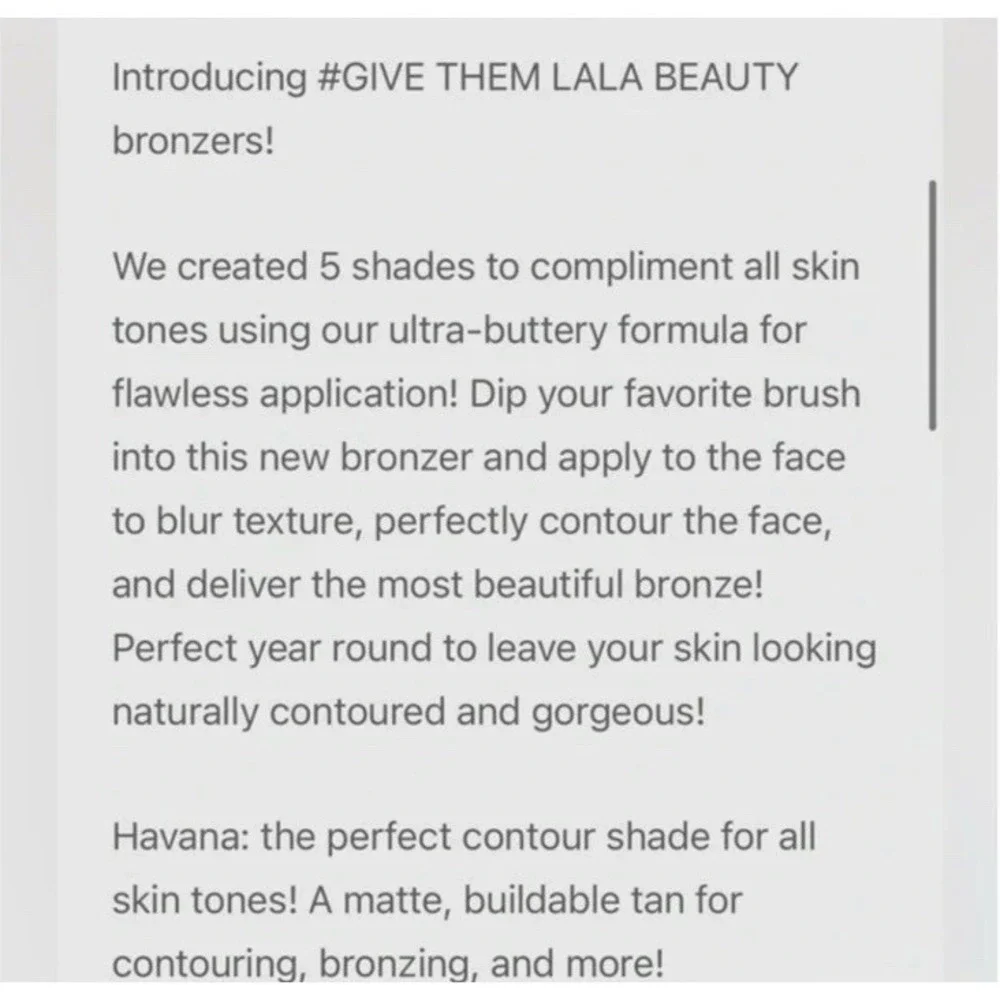 Give Them‎ Lala Beauty, Havana Bronzer, 7.5g 0.26 oz NEW IN BOX